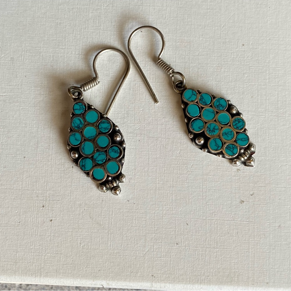 Sterling Silver Turquoise Zuni Earrings